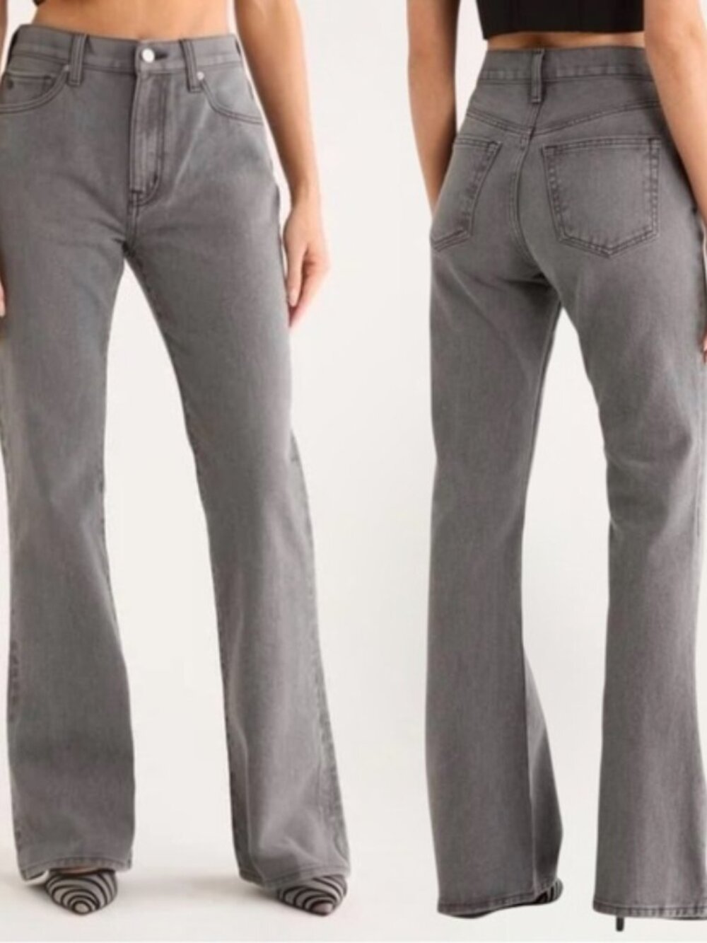 NWOT Etica Nina High Waist Flare Leg Jeans 100% Cotton Gray Size 29 (31"L)
